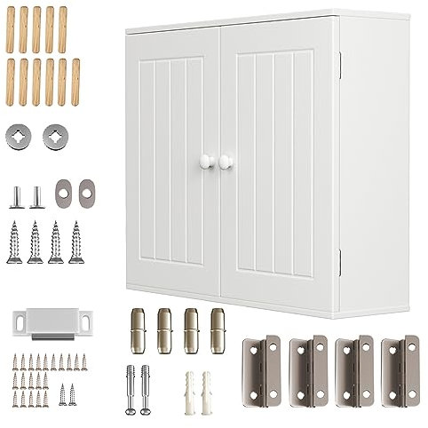 Wandmontierter Badezimmerschrank mit Doppeltür,Wandschrank aus Holz,wandmontierter Medizinschrank für Küche/Bad/Flur,23,6'' x 5,98'' x 19,8''