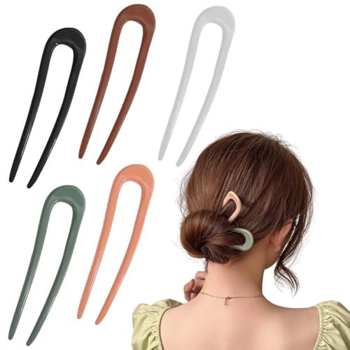 MQLSAERI 5 Stück U-förmige Haarnadeln Haarnadel-Stick Kopfschmuck Gabel French Style hairpin Haarspangen für Frauen Mädchen, Haarstyling-Zubehör