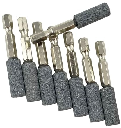 Luo ke 8 Pcs 10mm Cylinder Shape Rotary Grinding Stone - 1/4'' Hex Shank Abrasive Stone Mounted Grinding Point for Rotary Tools Drill