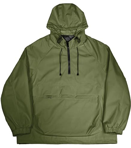 Gear Rack Tactical Wet Weather Anorak Rip Stop Jacket Military Style Waterproof Pullover Windbreaker Fleece (US, Alpha, Medium, Regular, Regular, OD Green)