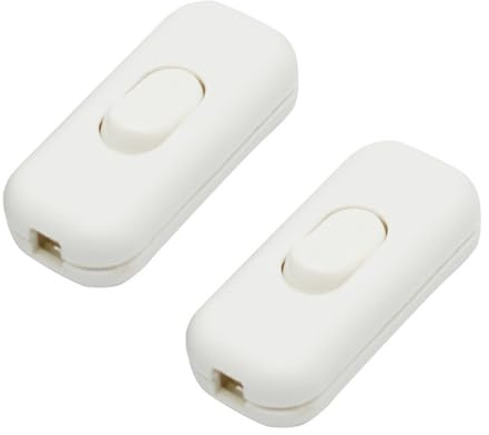Weiß Inline Schalter Zwischenschalter, 6A 250V, Torpedoschalter, Wippschalter, Kabelschalter, 2-adrige und 3-adrige Zuleitungen, für alle Arten von Elektrischen Lampen, Tischlampen (1)