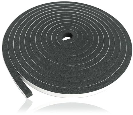 Burlete Sellado Ventanas, Cinta Adhesiva de Espuma Autoadhesiva, 1 Rolls 12mm x 10mm x 5M Puertas Ventanas Aislante Tira Sellado para Ventanas, Aislante, Anti Frío, Agua, Ruido y Colisión