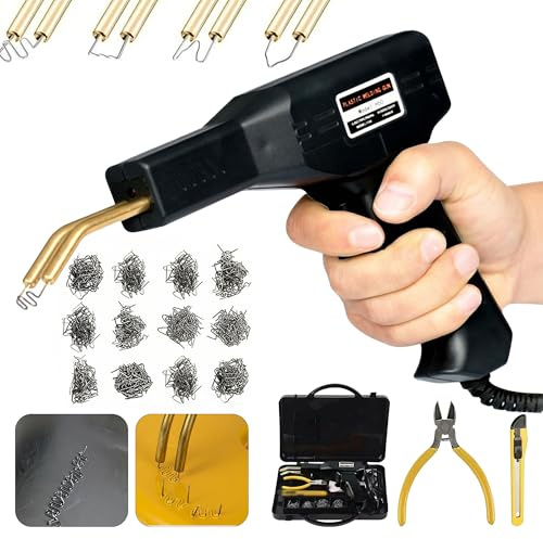 150W Kunststoff Schweißgerät Maschine: Auto Stoßstange Reparaturset Kunstoffschweißgerät 800PCS 6 Arten Klammern Heiße Hefter Plastik Schweißgerät Kunststoff Reparatur Set für Auto-Stoßstange