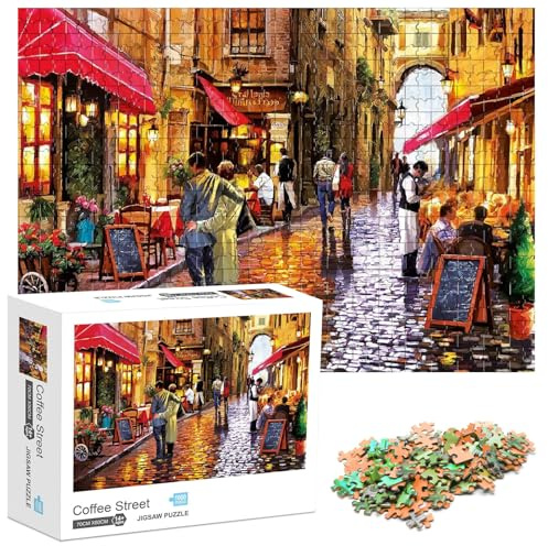Ledeak 1000-Piece Jigsaw Puzzle for Adults, Coffee Lane, 12+ Years, 1 Set, 1 Puzzle, 1000 Pieces, Cardboard, Classic Style