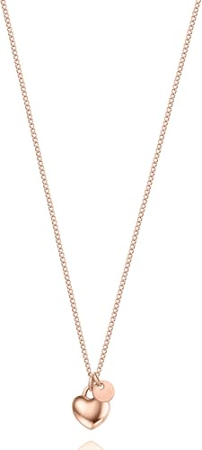 day.berlin Damen Herzkette Mila 18k vergoldet | 50+5cm variable Länge mit Herz und Coin Anhänger, 316L Edelstahl nickelfrei & wasserfest