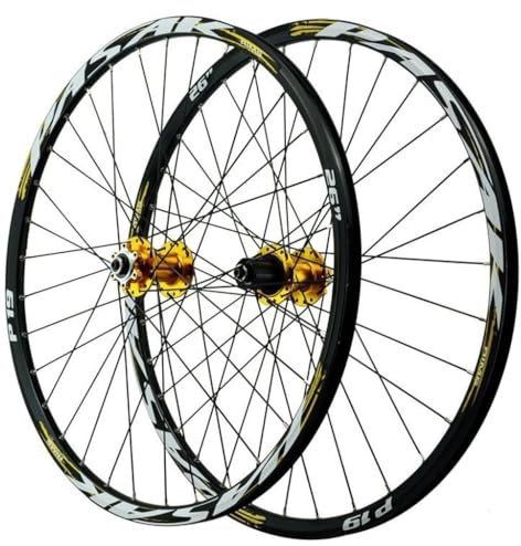 LPYDWZ MTB Fahrrad Radsatz 24/26/27,5 Zoll Scheibenbremse 29 ER Doppelwand Fahrradfelge Hybrid/abgedichtetes Lager QR 135MM for 7-12 Geschwindigkeit(Gold,27.5 inch)