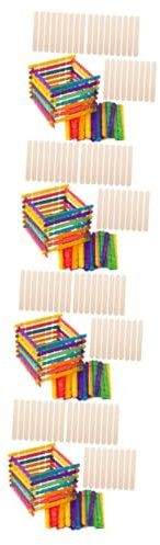 SHINEOFI 400 Stk Eisstock aus Holz Wachsstab Eisstiele aus Holz Mini-Bastelstäbe Mini-Eis am Stiel Holzstäbchen kleine Eisstiele große Bastelstäbe Bastelstäbchen Masse große Eisstiele