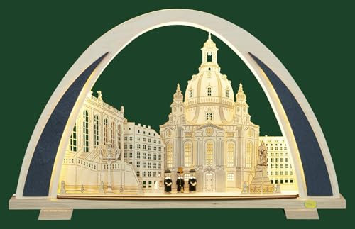 Rudolphs Schatzkiste Schwibbogen Dresdener Frauenkirche mit Kurrendefiguren und LED-Beleuchtung BxHxT 52x32,5x6,5cm NEU Leuchterbogen Lichterbogen Motivleuchte LED Beleuchtung Fensterbeleuchtung