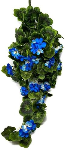 AFS 80cm Artificial Trailing Geranium - Colour Choice - Hanging Basket Wedding Flower Decorations (Blue)