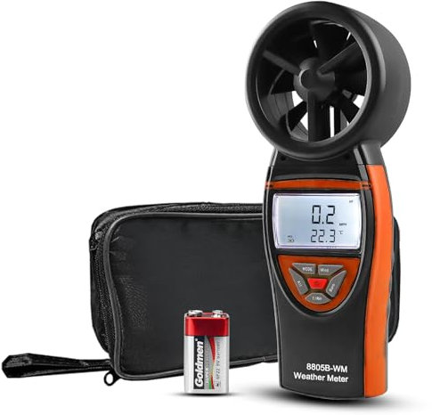 Digital Anemometer, Wind Speed Meter 0.3~30 M/s, Hanheld Air Flow Meter with Temperature Velocity CFM, 1~55 Knots Anemometers for Shooting, Drone Flying, Sailing, Fishing