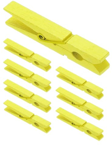 PATIKIL 2.8 Wooden Colored Clothes pins, 100 Pcs Colorful Wooden Clothes Clips Strong Grip Photo Clips for Pictures Hanging Clothes Photos Decorative Crafts, Yellow