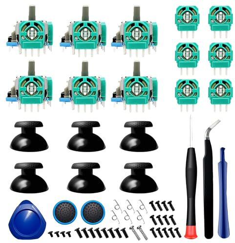 PS5 Analog 3D Joystick Replacement for Sony PlayStation 5,PS5 Controller Stick Repair Kit for Fix Drift & Enhance Grip with Analog Joysticks,Thumbstick Caps,Trigger Springs,Tools&Screws (6Pack)