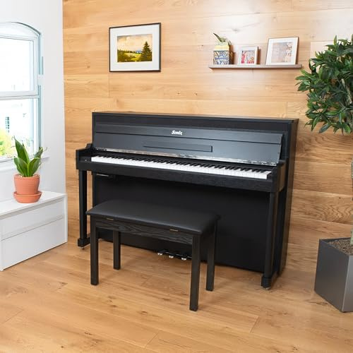 Sonix SXP20 digital piano on wheels, with 88 fully weighted keys, ivory feel, 3 pedals, Bluetooth, and finely tuned stereo speakers