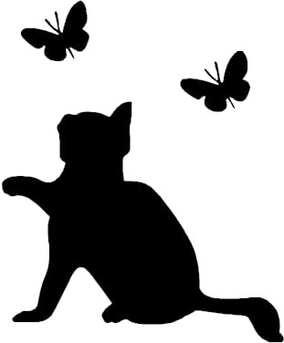 Pack of 3 Cute Pet Cat Chasing Butterflies Waterproof Vinyl Sticker - Peel & Stick - Wall Decal, Laptops, Car, Water Bottles, Motorbikes, Vans, Gifts for Animal Lovers (3, 8cm x 7.5cm - 3.1 x 3)