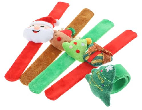 Abaodam 5 Stück-pack Weihnachts Klatscharmbänder Plüschmaterial Weich Leicht Verschleißfest Party Gastgeschenk Weihnachtsmotiv Bunt Für Kinder