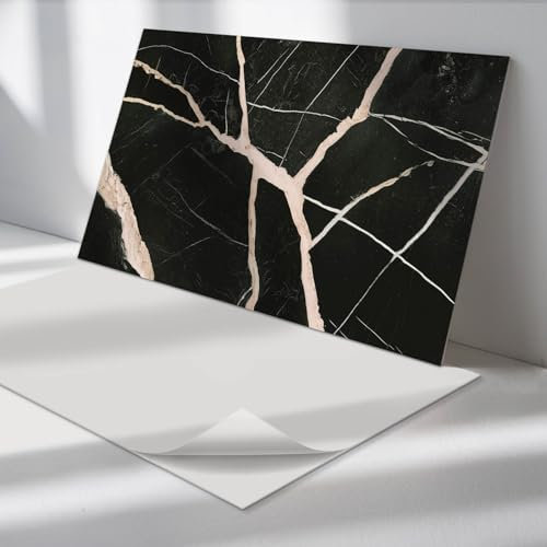 Panneaux en Vinyle 60x30 cm PVC Imperméable Autocollant Design Gareage Installation Rapide Multipak Fixation Murale Vinyle Rectangulaire - Modèle de marbre élégant