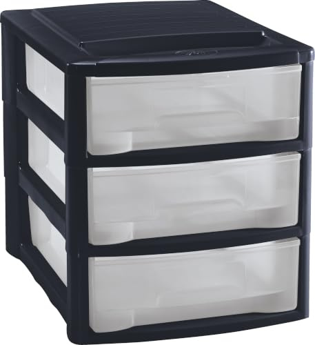 M Home by Mazzei Mondex Schubladenbox DIN A4 mit 3 Schubladen Transparent | Kunststoff, PLS 6131, Organizer für Büro, Schreibtisch Ablage