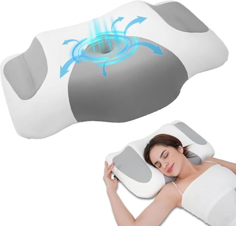 Cuscino Cervicale in Memory Foam, Cuscino Ergonomico Cervicale per Dormitori Laterali, Cuscini Cervicale Antirussamento per Chi Dorme di Fianco,sulla Schiena o sulla Pancia, 62*40 cm (Leone Marino)