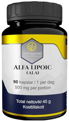 Alpha Lipoic Växtbaserat 500mg 90 Kapslar Vegansk Anti-Åldrande | Noggrant doserad, maximal biotillgänglighet, testad utan GMO eller allergener. Formulerad i Frankrike. NovAging®