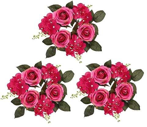 FONDOTIN 3 pezzi per Candele con Ghirlanda Artificiali Decorazioni Nuziali per e Adatti per Matrimoni Feste e Allestimenti Fotografici