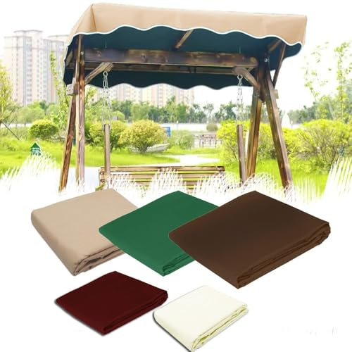 ZIUSFAC 2 Sitzer Hollywoodschaukel Dachbezug Schaukelüberdachung Wasserdicht Dachplane Sonnenschutz Ersatzdach 210×124cm 195×125cm Garten-Schaukel Dach Polyester Stoff(Khaki,249x185cm/98x73in)