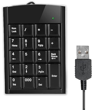 Xiciki USB Numeric Keypad, Portable Mini Number Pad, Waterproof 19 Key Support Each System for Laptop, PC Computer Desktop Computers Notebook Compatible with Windows, Linux, Android, iOS (Black)
