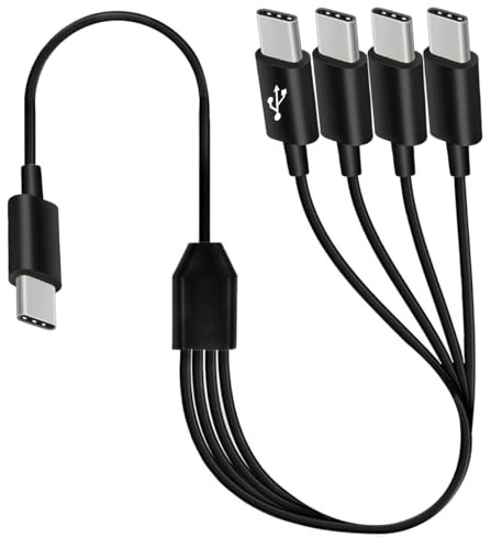 HTGuoji USB C multiladdningskabel, 2-i-1 typ C hane till 2 hane snabbladdningskabel kompatibel med mobila enheter, Android, surfplatta, bärbar dator och USB typ C-enheter (1 meter) (4 USB C)