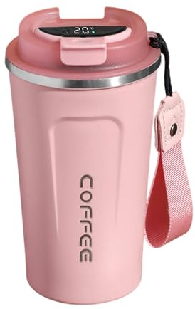 Taza térmica inteligente: vaso de acero inoxidable de doble pared de 510 ml, biberón de café con pantalla de temperatura LED, botella de bebidas frías y calientes a prueba de vacío | Camping de viajes