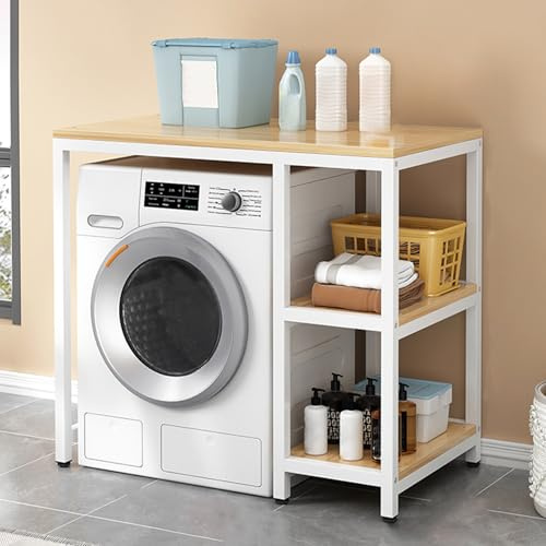 Washing Machine Storage Rack, Over Washer and Dryer Unit, Multi-Functional Storage Solution for Laundry Room Organization