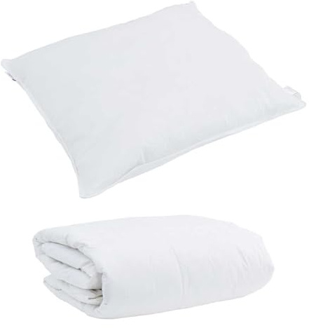 Gecheer Coperta Invernale Bianca 2 Pezzi, Piuma d'Oca, Cotone Ipoallergenico, Con Cuscino, Per Letto Singolo