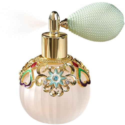 Botella de spray de perfume, botella de perfume vintage recargable vacía de vidrio de 40 ml, difusor de atomizador de frasco vacío elegante y exquisito para tóner, aceite esencial, decoración