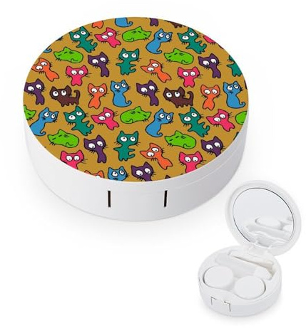 fkgvwo Contact Lens Case Colorful Kitten Contact Lens Box Travel Kit Portable for Travel & Home