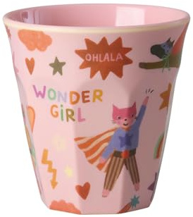 Rice Melamin Becher Kinderbecher mittelgroß - Pink - Hero Print
