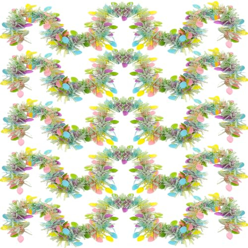 AMJKEJI Ostergirlande, 5 Stück 2m Bunte Girlande, Osterdeko Banner, Ostern Deko Girlanden mit Ei für Feiertags Frühling Hochzeit Geburtstags Wand Zuhause Tisch Fenster Tür Baum