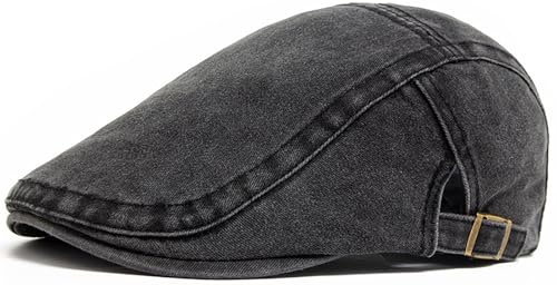 Putcuku Denim Newsboy Hats for Men and Women Adjustable Cotton Ivy Gatsby Cap Vintage Cabbie Driving Hat Flat Cap