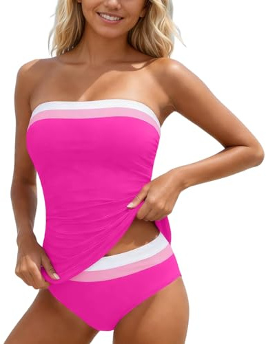 Bikini Mujer 2 Piezas Contraste Color Tirantes Sexy con Relleno Sin Aros Bañador para Playa Verano Vacaciones Viaje