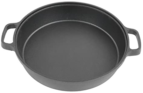 Lylithuif Pentola Dutch Oven in Ghisa Premium, Non Rivestita, Grande (25 cm), con Doppia Maniglia ad Anello e Fondo Piatto — Ideale per Zuppe, Stufati, Cottura al Forno e Fritture —