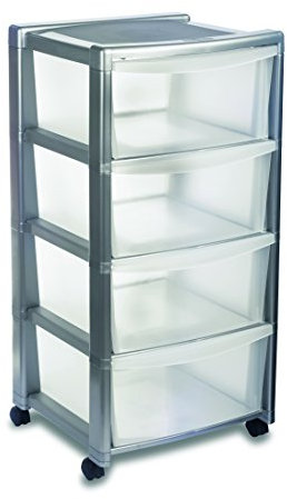 Stefanplast gratis Kommode mit 4 Schubladen, grau/transparent