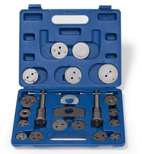 TecTake Dispositif de Remise à zéro Coffret Repousse-Piston pour étrier de Frein Set 22 pièces avec 2 bobines avec Mallette en Bleu