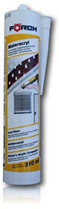 FÖRCH Maler-Acryl Silikon|weiss 310 ml Kartusche PREMIUM-QUALITÄT |Fensterverglasung, Abdichtung, Dehnfugen, Silikonfugen in Bad, Dusche, Sanitär, aussen | hitzbeständig, hochtemperatur| Dichtmasse