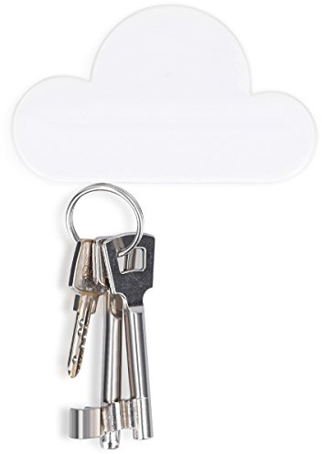 kwmobile Magnet Schlüsselhalter Organizer Wolke - Magnetischer Halter für Schlüssel in Weiß - einfache Installation ohne Bohren - Key Hook Magnettafel Magnetplatte