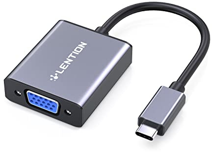 LENTION Adaptador de Cable USB C a VGA, Convertidor Tipo C a Monitor VGA para MacBook Pro 13/14/15/16 2016-2023, Nuevo Mac Air/Surface, MacBook 12, etc, Stable Driver Certificado (CB-1080VGA, Gris)