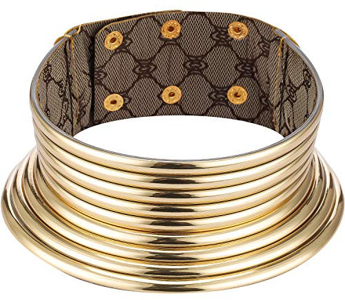 meekoo Afrikanische Halsband Punk Halskette Gotisch Afrikanischen Halsband Klobige Afrikanische Halskette Gold Ton Halsketten für Damen Männer Weihnachten Geburtstag Geschenk