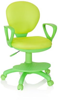hjh OFFICE 670979 Barnsnurrstol Kid Colour Ergonomisk kontorsstol för barn, Praktiska fotstöd justerbara i höjdled, halvrunda, Inkl. armstöd