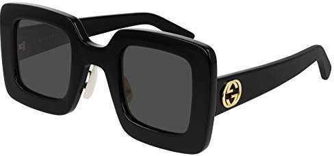 Gucci GG0780S Brille, Black-Black-Grey, 46 für Damen, Schwarz/Schwarz/Grau, 44