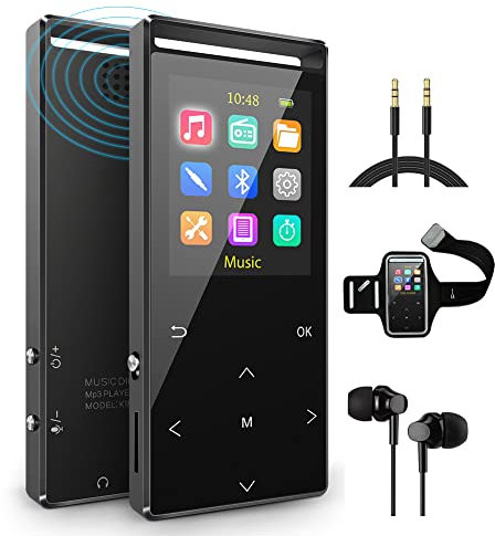 64GB MP3-Player, MUSRUN MP3 Player mit Bluetooth Armtasche, HiFi, AUX-Record, Sleeptimer, FM, FM-Record, Schwarz Matt