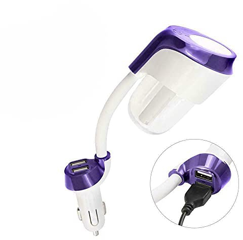 Humidificador ultrasónico para coche Riloer, 4 en 1, difusor de aroma y purificador de aire con dos puertos USB, 50 ml, morado
