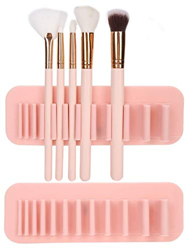 Make-up-Pinsel-Halter Organizer Wandmontierte Mutifuctional-Kosmetikpinsel-Trockenständer Zahnbürsten-Pinsel-Aufbewahrungsregal, Praktisches Pinsel-Display-Regal mit mehreren Steckplätzen, 2 Stück