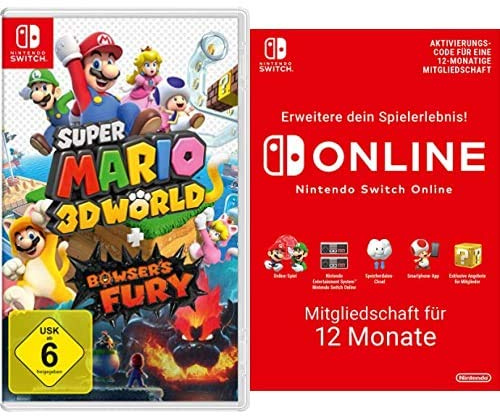 Super Mario 3D World + Bowser's Fury [Nintendo Switch] + Nintendo Switch Online Mitgliedschaft - 12 Monate | Switch Download Code