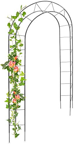 KADAX Rosenbogen aus pulverbeschitetem Stahl, Gartenpergola, wetterfeste Gartenlaube, Gartenbogen für Rosen, Efeu, Waldrebe, Rankhilfe, Torbogen (273 x 150 cm)
